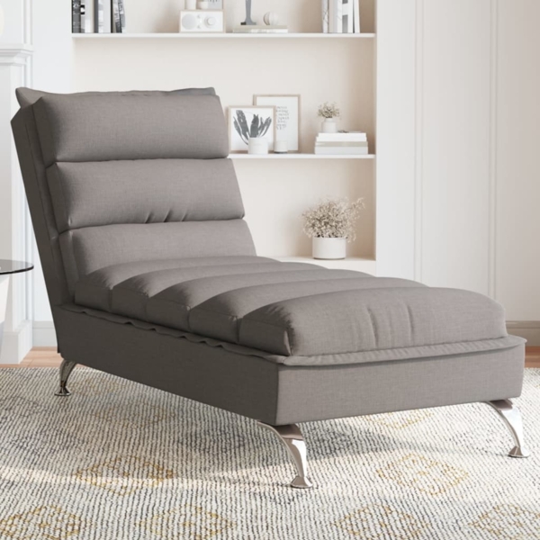 vidaXL Chaiselongue mit Kissen Taupe Stoff 379472