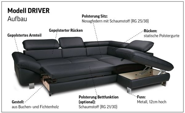 COTTA Ecksofa Driver L-Form, mit Kopfteilverstellung, wahlweise mit Bettfunktion & Bettkasten Bild 3