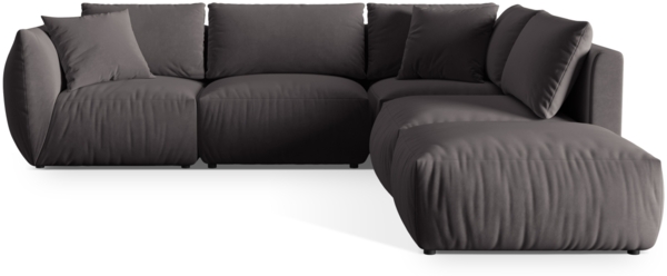 Micadoni Modulares Ecksofa Chris 4-Sitzer Rechts Samt Dunkelgrau