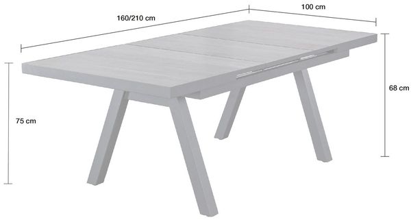 LC Garden Gartentisch Gartentisch 160/210x100cm Aluminium Stativ-Gestell Ausziehtisch