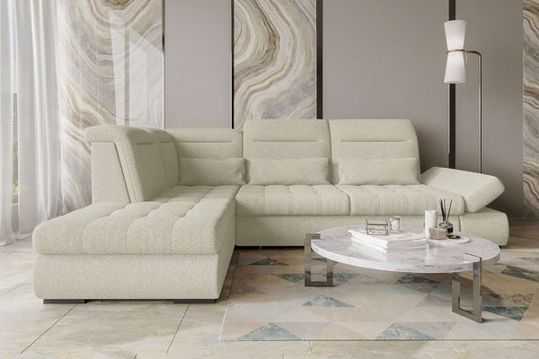 99rooms Ecksofa Toscana, Sofa L-Form, Eckcouch, Bettfunktion, Rundumbezug aus gepolstertem Strukturstoff NEVE