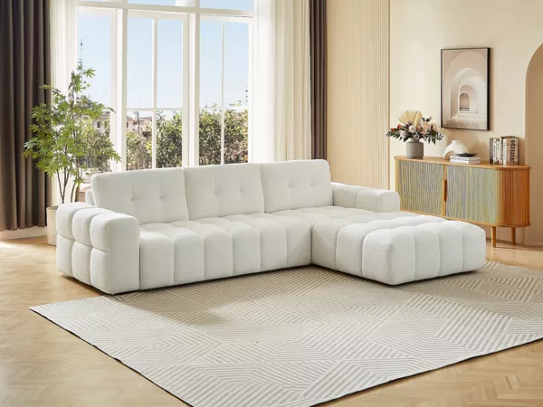 Vente-unique - SOPELANA Sofa Stoff Weiß - B 190 cm x H 78 cm x L 278 cm
