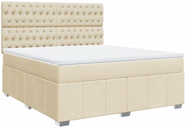 vidaXL Boxspringbett mit Matratze Creme 180x200 cm Stoff 3291759