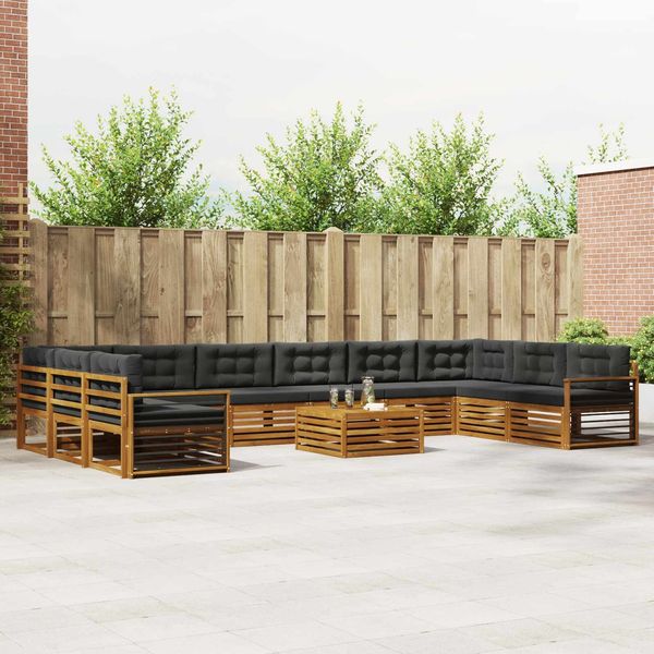 vidaXL Sofagarnituren 11 pcs Natur und Anthrazit Massivholz Akazie 3374262
