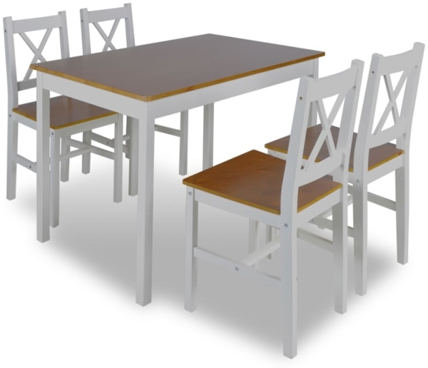 vidaXL 5-tlg. Essgruppe Braun und Weiß 240884