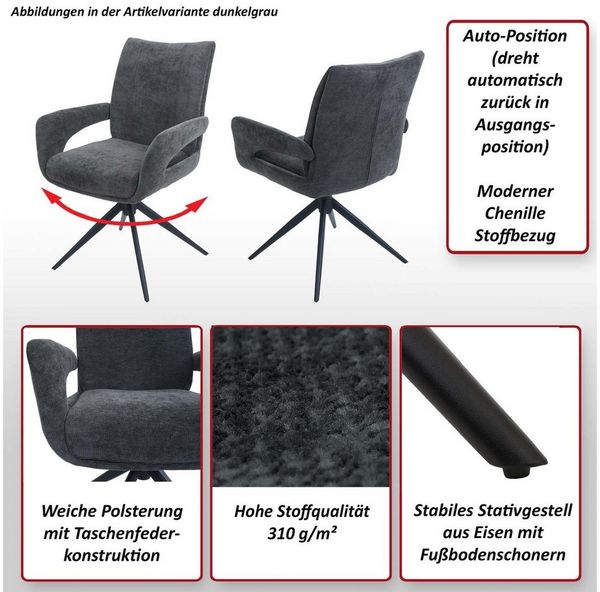 MCW Esszimmerstuhl MCW-O78-6 (Set, 6 St), Hohe Stoffqualität 310 g/m², Chenille Stoffbezug, Fußbodenschonern Bild 4