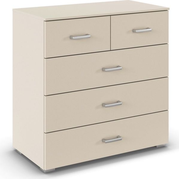 rauch Kommode Gamma (Breite 80 cm / Höhe 81 cm, verschiedene Griffvarianten/-Farben), mit fünf geräumigen Schubladen in verschiedenen Größen MADE IN GERMANY