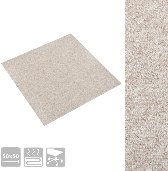 vidaXL Teppichfliesen 20 Stk. 5 m² 50x50 cm Hellbeige 147319 Bild 2