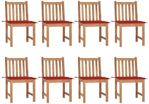 vidaXL Gartenstühle 8 Stk. mit Kissen Massivholz Teak 3073148