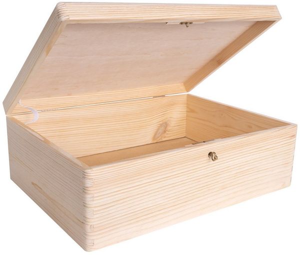 Creative Deco Holzkiste mit Deckel und Schlüssel, Holztruhe Erinnerungsbox Baby Holzbox mit Deckel Kasten