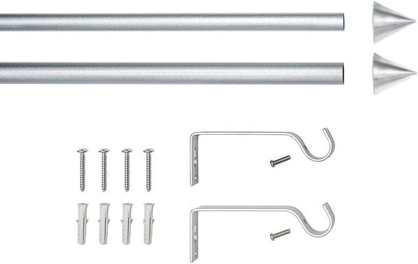 Good Life Gardinenstange Emmi, Ø 16 mm, 1-läufig, ausziehbar, verschraubt, Eisen, modernes Design - variabel ausziehbar, silberfarben