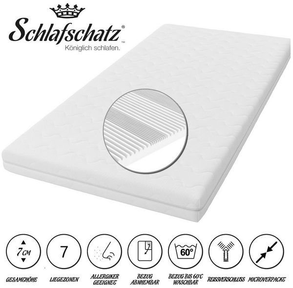 Schlafschatz, Topper XXL, 7 cm hoch, Bezug abnehmbar und waschbar bis 60°C