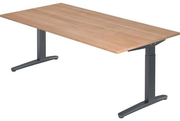 'XB2E' Schreibtisch C-Fuß 200x100 cm Nussbaum Graphit