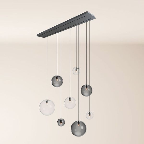 s.luce Orb Esstischleuchte 8-flammig 160cm 2-reihig Rauch, Klar