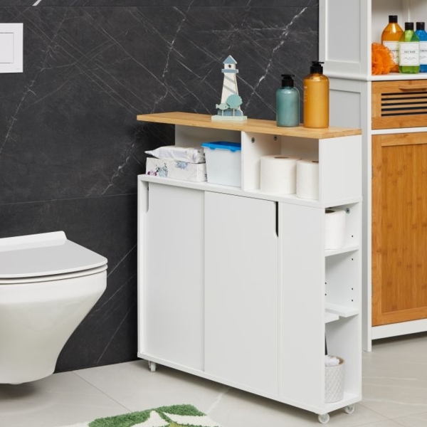 Weißer Nischenschrank mit Bambusablage 10050291 Bild 3