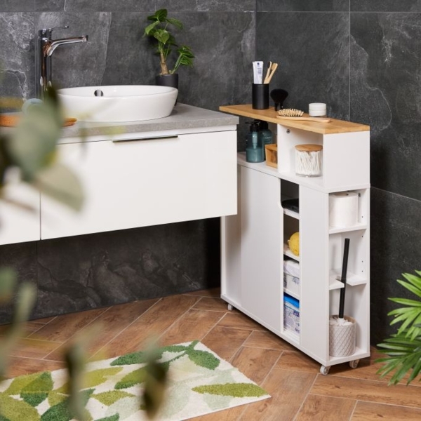 Weißer Nischenschrank mit Bambusablage 10050291 Bild 2