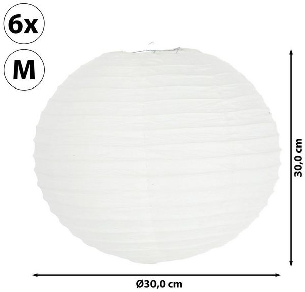 CEPEWA Lampion Papierlampion 6er Set Papier Ø30cm weiß Laterne Lampion Ballon Deko