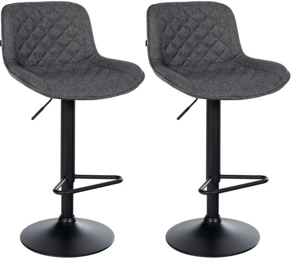 CLP Barhocker 2er Set, Barstuhl Kasson höhenverstellbar drehbar mit Rückenlehne,schwarz Stoff