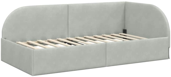 vidaXL Eckbettgestell mit Kopfteil Hellgrau 90x190 cm Stoff 42016636