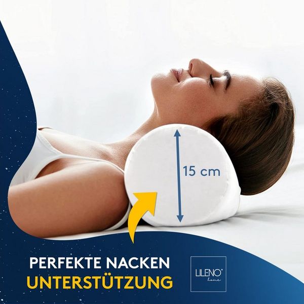 LILENO HOME Microfaserkissen - geeignet für Allergiker, in verschiedenen Größen - Made in Germany, Füllung: 100% Polyester, Rückenschläfer, Seitenschläfer, Bauchschläfer, Set, 2er Set, Nackenrolle 15x40 cm + Reißverschluss, Nackenkissen allergikergeeignet