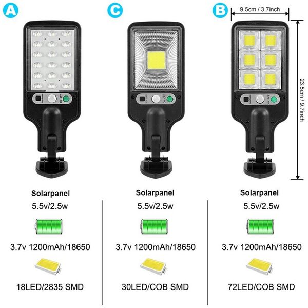 MUPOO LED Solarleuchte Solarleuchte für Außen,LED Solar Straßenlaterne, Solar Straßenlampe mit Bewegungssensor, 180° Einstellbar Solarlampe für Außenwand,Garten,Straße,Veranda