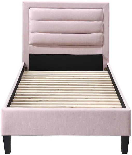 Vente-unique - MACHUPIO Bett Stoff Puderrosa - B 207 cm x H 106 cm x L 98 cm Bild 3