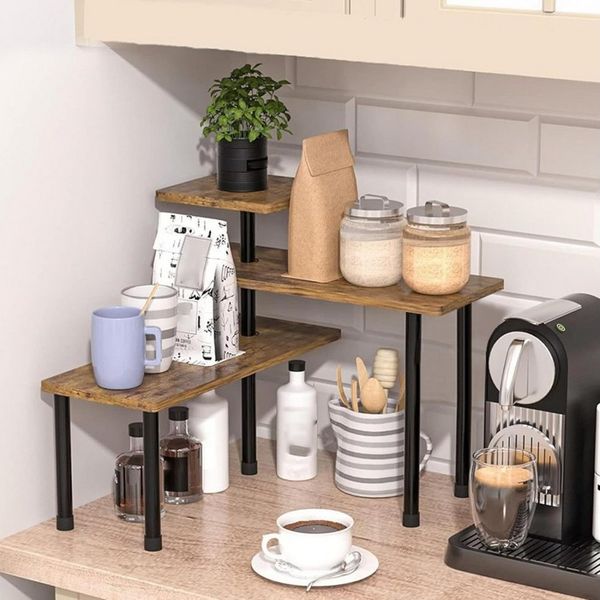 SURFOU Küchenregal Küchen Organizer Küchenregal Eckregal mit 3 Etagen Küchenschrank, Gewürzregal verstellbare Ausrichtung freistehend platzsparend, für Küche Bad Theke Schrank Pflanze