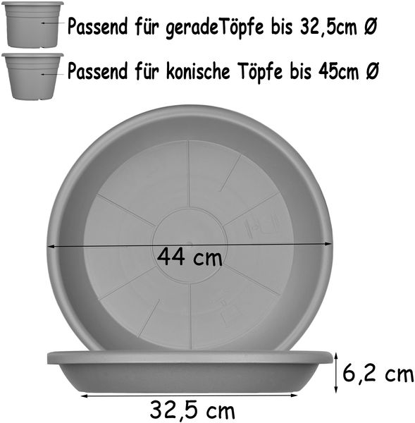 BigDean 9x Blumentopf Untersetzer Ø 44 cm Farbe Anthrazit Kunststoff Blumenuntersetzer Blumentopfuntersetzer passend zu Ø 45 cm Blumentöpfen Bild 5