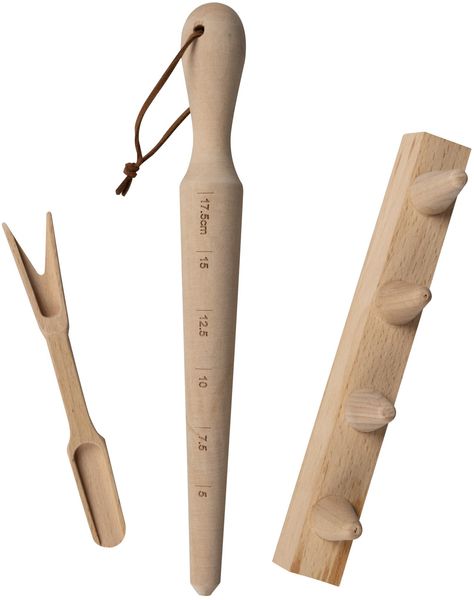 Windhager Anzuchtset, 3-teilig, Buchenholz, inkl. Pflanzholz, Pikierleiste und Pikiergabel, Pflanzsetz für Hochbeete, 05848