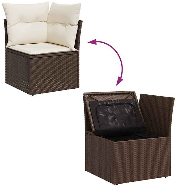vidaXL 9-tlg. Garten-Sofagarnitur mit Kissen Braun Poly Rattan 3326854 Bild 9