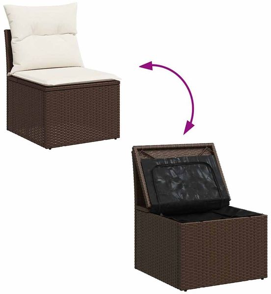 vidaXL 9-tlg. Garten-Sofagarnitur mit Kissen Braun Poly Rattan 3326854 Bild 8