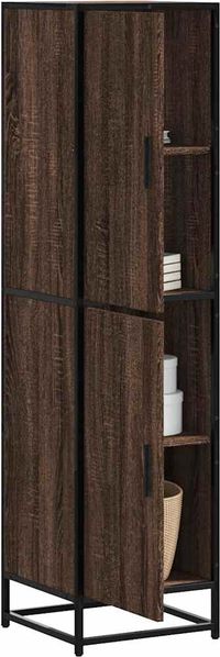 vidaXL Highboard Braun Eichen-Optik 35,5x35x139cm Holzwerkstoff Metall 849058