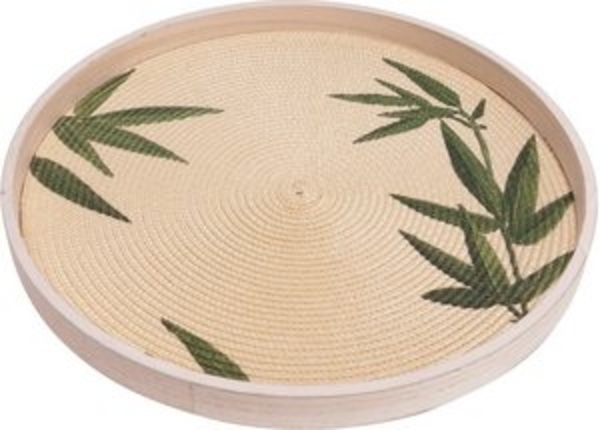 TrendLine Deko Tablett Holz Ø 38 cm natur grün Bild 4