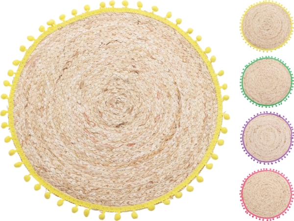 Tischset rund mit Pompoms EH, sortiert