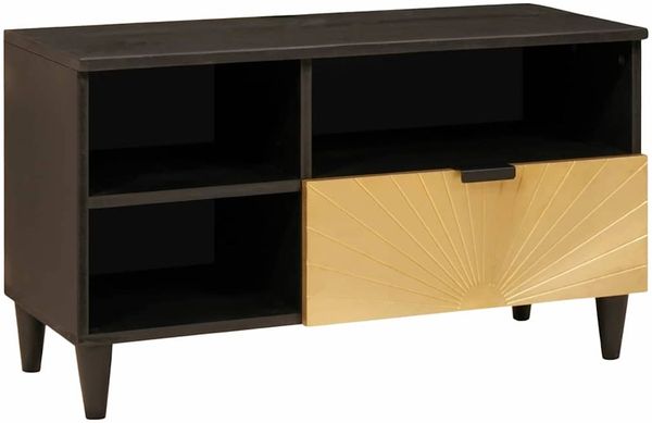 vidaXL TV-Schränk Schwarz und Gold 80 x 33 x 46 cm Holzwerkstoff 4017845