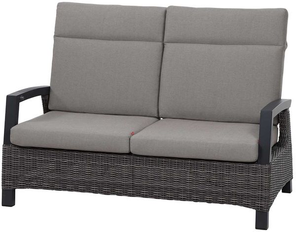Lounge-Sofa Corido, Rattan, Grau, Schwarz, 146 x 101 x 83 cm