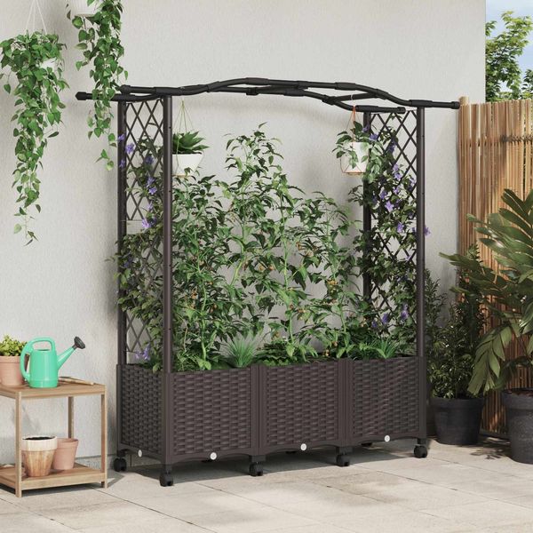 vidaXL Hochbeet mit Rankgitter und Dach Braun 164 x 40 x 144 cm PP 3423100