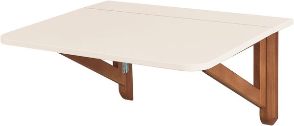 Ragaba Wandklapptisch, MDF & Eiche gebeiztes Eschenholz, 60x70 cm, Perl Weiß