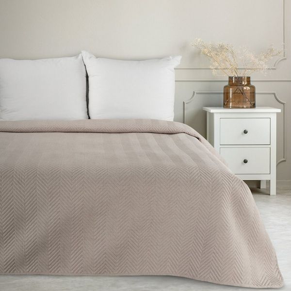 Tagesdecke Decke Lein-Optik 3 beige 220x240 cm