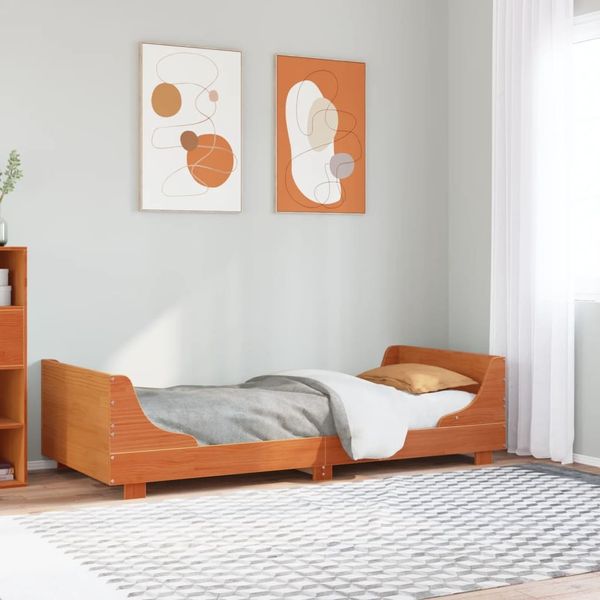 vidaXL Massivholzbett ohne Matratze Wachsbraun 100x200 Kiefernholz 850775