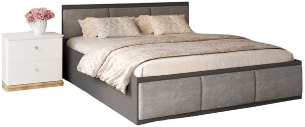 FDM Polsterbett mit Lattenrost Doppelbett 120x200, 140x200, 160x200, 180x200 (Bettrahmen mit Bettkasten für viel Stauraum, in Grau,Weiß oder Eiche Braun, ideal für Paare), Metallrahmen mit hydraulischer Klappfunktion Bild 3