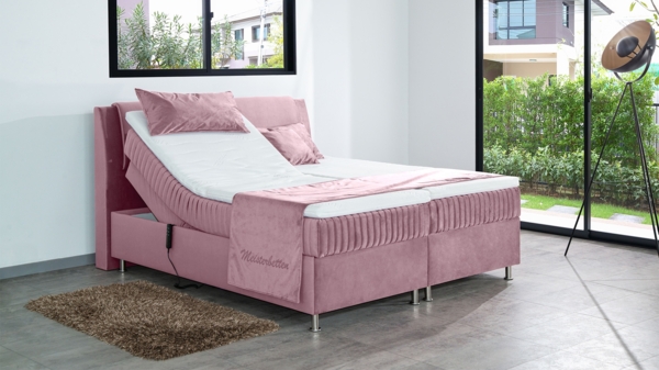 Meisterbetten Boxspringbett Mari 100x200 in VS-Rose, Matratzenbezug Mask, Ergoflex-Topper Bild 3
