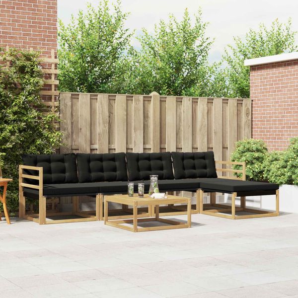 vidaXL Outdoor-Sofagarnitur 6 pcs Weiß und Schwarz 79 x 79 x 37 cm 3388602