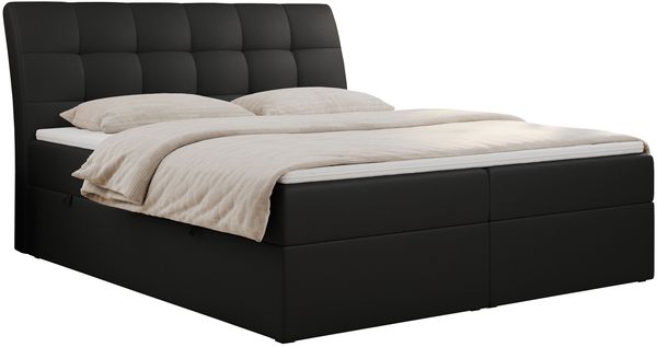 Boxspringbett Polsterbett mit Multipocket-Matratze und Topper - DIEGOS - 180x200cm - Schwarz Kunstleder - H4 Bild 3