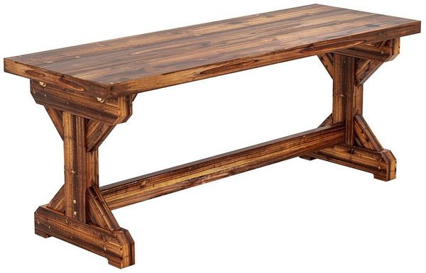 MC Star Gartenbank 2-Sitzer Gartenbank wetterfest Sitzbank aus Holz Parkbank (mit X-Basis 240kg Belastbar 114 x 40 x 46 cm Verkohlt)
