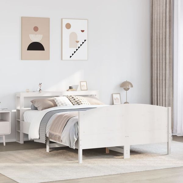 vidaXL Massivholzbett ohne Matratze Weiß 120x190 cm Kiefernholz 3306238