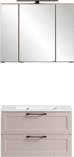 welltime Badmöbel-Set Lana, (Komplett-Set, 2-St), Badezimmer-Set, 2-teilig, inkl. Waschbecken, 80 cm breit