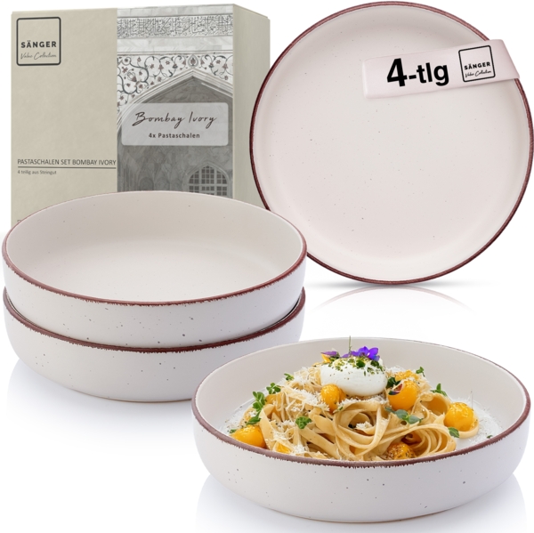 SÄNGER Steingut Pastaschalen Bombay Ivory 4 teilig