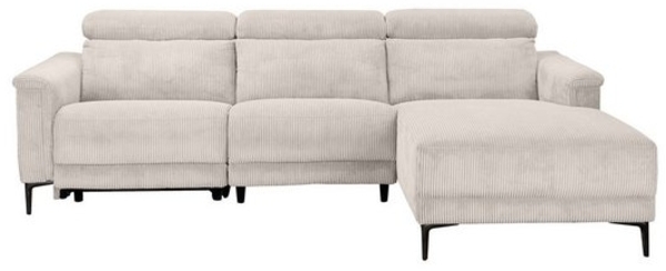 Places of Style Ecksofa Lund in Cord, L-Form, 261 cm, mit manueller, o. elektrischer Relaxfunktion, USB, Kopfteilverstellung Bild 4