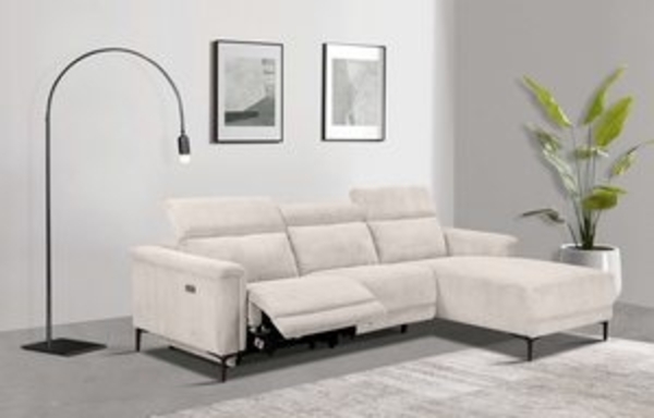 Places of Style Ecksofa Lund in Cord, L-Form, 261 cm, mit manueller, o. elektrischer Relaxfunktion, USB, Kopfteilverstellung Bild 6